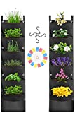 HAOWIN 2-Pack Felt Fabric Vertical Planters, Leakproof Large Capacity Hanging Garden Planters for Garden Wall with Name Tags& Hooks, Hanging Herb Garden Indoor, Vertical Wall Planter Outdoor