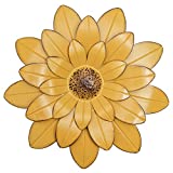 hogardeck Metal Flower Wall Decor - 13'' Outdoor Wall Art Backyard Decorations Spring Decor Hanging for Kitchen, Living Room, Bathroom (yellow-01)