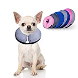 Dunhuang Dog Cone, Protective Inflatable Recovery Collar for Pets After Surgery, Prevent Dogs and Cats from Biting & Scratching (S, Grey)