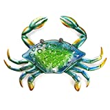 JOYBee 17.2Inch Large Metal Crab Wall art Decor,Decoration For Outdoor Indoor ,Nautical Hanging Art Blue Green Stained Glass With Metal Decorative Sculpture for Garden Pool Patio Balcony Kitchen or Bathroom