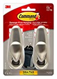 Command Forever Classic Large Metal Wall Hooks, Damage Free Hanging Wall Hooks with Adhesive Strips, No Tools Wall Hooks for Hanging Decorations in Living Spaces, 2 Metal Hooks and 4 Command Strips