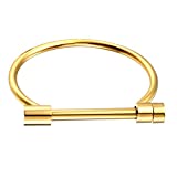 ANBALA Stylish Titanium Steel D Shape Bar Screw and Shackle Cuff Bangle Bracelet for Unisex, Gold,Flat Head Screw