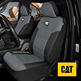 Caterpillar MeshFlex Automotive Seat Covers for Cars Trucks and SUVs (Set of 2)  Gray Car Seat Covers for Front Seats, Truck Seat Protectors with Comfortable Mesh Back, Auto Interior Covers