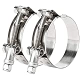 ISPINNER 2 Pack 4 Inch Stainless Steel T-Bolt Hose Clamps, Clamp Range 108-116mm for 4" Hose ID, Pack of 2