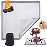 Fire Pit Mat Square Heat Resistant Ember Mat ,Fireproof Mat Deck Protector,Grill Mat for Grass Lawn Protection/Wood Burning/BBQ Smoker Pad ,Corner reflective material and Storage Bag(40x40inch)