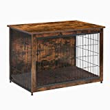 DWANTON Dog Crate Furniture with Cushion, Wooden Crate End Table, Dog Furniture, Indoor Pet Crate Dog Kennel, Medium, 32.5" L x 21.9" W x 25.2" H