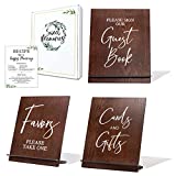 Set of 3 -Real Wood Wedding Signs for Ceremony and Reception - 8 x 11 Inches Wedding Sign Set  Guest Book Sign for Entrance  Cards and Gifts Sign for Wedding  Favors sign- Card and Gifts Sign - Includes Gift Box and Heartfelt Sentiment Card- Rustic