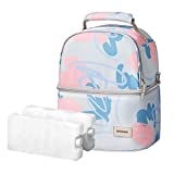 SEEDNUR Breastmilk Cooler Bag with Ice Pack Insulated Bottle Bag Diaper Bag Tote Breast Pump Backpack Portable Thermal Insulated Lunch Box (Amber Gray