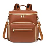 KINDDOG Breast Pump Bag, Diaper Tote Bag with Laptop Sleeve Fit Most Breast Pumps Like Medela, Spectra S1,S2, Evenflo (Brown)