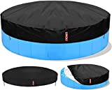 15 Ft Solar Pools Cover for Inflatable Pool , Outdoor Round Spa Covers for Hot Tub , Upgraded Pet Pools Cover and Heat Retaining Blanket with 4PCS Rope+4PCS Rround Nails+4PCS Buckle (Black)