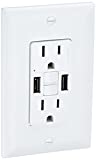 Legrand Radiant USB GFCI Outlet, 15A Tamper-Resistant, Self-Test, Type-A/A, White, 1597TRUSBAAW