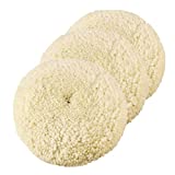 Inzoey Wool Buffing Pad,3 Pack 7" Car Polishing Pad with Hook and Loop for Cleaning & Cutting,Polishing,100% Wool Sheepskin Material,Durable and Soft