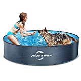 JHUNSWEN Dog Pool for Large Dogs, 63'' Portable Pet Kiddie Swimming Pool Collapsible for Backyard Home, Foldable Plastic Bathtub for Kids, Kitty, Cat