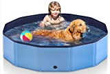 Dog Pools for Large Dogs - Extra Large Foldable Pet Swimming Pool for Dogs Cats and Kids, Hard Plastic Collapsible Pool Bathing Tub for Backyard