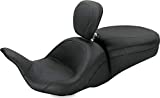 Mustang Motorcycle Seats 79703 Lowdown Touring One-Piece Seat with Driver Backrest for Harley-Davidson Electra Glide Standard, Road Glide, Road King & Street Glide 2008-'21, Original, Black, Reduced Reach