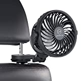 LEMOISTAR Battery Operated USB Car Fan,Electric Cooling Fan with 4 Speed,360 Degree Rotatable Backseat Car Fan,5V Cooling Air Small Personal Fan for Car,Rear Seat Passenger Dog etc(Hook)