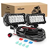 Nilight ZH008 2PCS 6.5 Inch 36W Flood Bar Led Work Driving Light with Off Road Wiring Harness, 2 Years Warranty