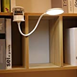 Miady Clip on Lamp,Battery Powered Reading Lamp,Clip on Light for Bed Clip on Battery Light with 3 Brightness Level,USB Rechargeable, Reading Lamp