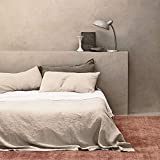 BISELINA Linen Sheet French Flax Flat Sheet 55% Euro Linen 45% Cotton Basic Style Solid Color Soft Breathable Farmhouse Top Sheet (Twin, Linen)