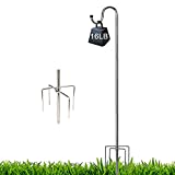 Harrms Shepherd Hook-Bird Feeder Pole 62 inch-Heavy Duty 5/8 Inch Thick 5 Prong Metal Hanger Hook for Hanging Plant Baskets, Solar Lights, Lanterns, Silver