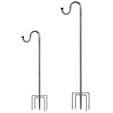 HOME RIGHT Bird Feeder Pole,30 to 62 inch Adjustable Shepherds Hook Heavy Duty 5 Prong Metal Hanger Hook Garden Plant Hooks for Wedding Decoration(1 Pack)