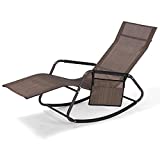 Mansion Home Outdoor Lounge Chair, Chaise Lounge for Patio & Lawn, Pool Lounge Chairs with Side Pocket, Brown