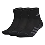 adidas Mens Superlite Stripe (3-pair) Quarter Sock, Black/Onix Grey/Night Grey, Large US