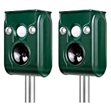 Latest in 2022 Outdoor Ultrasonic Animal Repeller. Solar Animal Repellent.with Flashing LED Lights, Siren Expelled Cats, Dogs, Raccoons, Deer, Birds, Skunks, Squirrels, Rabbits, Foxes, etc.(2-Pack)