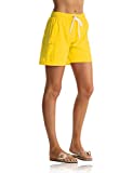 Rocorose Women's Beach Boardshorts Quick Dry Drawstring Side Pocket Sports Swimwear Yellow L