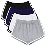 URATOT 4 Pack Yoga Short Pants Cotton Sports Shorts Gym Dance Workout Shorts Dolphin Running Athletic Shorts for Women