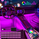 Winzwon Car Led Lights Interior 4 Pcs 48 Led Strip Light For Car With USB Port APP Control For iPhone Android Smart Phone Infinite DIY Colors Music Microphone Control