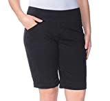 Jag Jeans Women's Ainsley Pull On Classic Fit Bermuda Short, Black Twill, 12