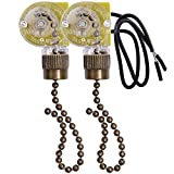 Ceiling Fan Switch Zing Ear ZE-109 Two-wire Light Switch With Pull Cords For Ceiling Light Fans Lamps and Wall Lights Pull Chain Switch Control Replacement On-Off with Pull Chain,2 Pcs Bronze