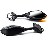 Krator Matte Black Integrated Mirrors w/LED Turn Signals Compatible with Kawasaki Ninja 650R 650 R