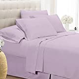 Cathay Home Hotel Luxury Wrinkle & Fade Resistant Double Brushed Ultra Soft Microfiber Cozy and Comfy Deep Pocket 1 Piece Single Fitted Sheet, Lavender, Twin 39" x 75", (108072-FT-TLA)