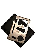 Ninja Outdoorsman 11 in 1 Stainless Steel Credit Card Pocket Sized Survival Multi Functional Tool - Stocking Stuffers, Christmas Gifts Under 10 Dollars (Single, Silver)
