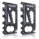 2PCS Multitool Cards, 20 in 1 Purpose Survival Multi Pocket Tool with A Pouch, Credit Card Size Multi-Tool for Quick Repairs, Camping, Bike Quick Repair, Bottle Opener, EDC Survival Gear and Gifts