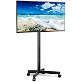 Mobile TV Cart Rolling Floor Stand for 23-60 Inch LCD LED OLED 4K Smart TVs up to 88 lbs, Height Adjustable Outdoor Metal Trolley Stand with Locking Wheels and Tilt Mount for Home Office Portable Use