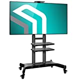 ONKRON Mobile TV Stand with Wheels - Rolling TV Stand for 50-83 Inch LED LCD Flat or Curved Screen TVs up to 200 lbs - Height Adjustable TV Cart with Shelves - Portable TV Stand (TS1881) Black