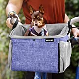 Pecute Dog Bike Basket Pet Carrier Bicycle, Dog Booster Car Seat Pet Booster Seat with 2 Big Side Pockets, Comfy & Padded Shoulder Strap, Portable Breathable Pet Carrier, Travel with Your Pet