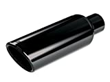 Borla 20162 Exhaust Tip 2.75 in. Inlet 4 in. Round Outlet 14 in. Long Clamp On Single Round Rolled Angle Cut Black Chrome T-304 Stainless Steel Exhaust Tip