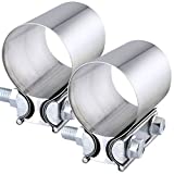 EVIL ENERGY 2.75 Inch 2 3/4 Butt Joint Exhaust Band Clamp Sleeve Stainless Steel 2pcs