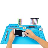 Kaisi Light blue Heat Insulation Silicone Repair Mat with Scale Ruler and Screw Position for Soldering Iron, Phone and Computer Repair Size : 19 x 13 in