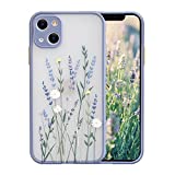 Ownest Compatible with iPhone 13 Case for Clear Frosted PC Back 3D Floral Girls Woman and Soft TPU Bumper Protective Silicone Slim Shockproof Case for iPhone 13-Purple