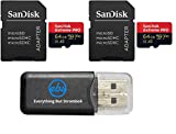 SanDisk 64GB Micro SDXC Extreme Pro Memory Card (2 Pack) Works with GoPro Hero 8 Black, Max 360 Action Cam U3 V30 4K Class 10 (SDSQXCY-064G-GN6MA) Bundle with 1 Everything But Stromboli Card Reader