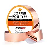 Chanzon Copper Foil Tape 25mm 1 inch x 66ft Double Sided Conductive Adhesive for EMI & RF Shielding,Electric,Slug & Snail Deterrent,Guitars,Soldering,Grounding,Repair,Crafts,Paper Circuits