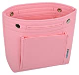 Vercord Mini Slim Small Felt Purse Organizer Insert Inside Handbag Tote Pocketbook for Women Pink