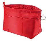 Vercord Purse Organizer Insert Bag Tote Handbags Pocketbook Inserts Organizers Zipper 11 Pockets Red Small