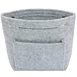 VANCORE Felt Tote Handbag Purse Pocketbook Organizer Insert Divider Shaper Bag in Bag (Mini,Light grey)