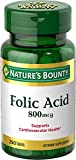 Nature's Bounty Folic Acid Supplement, Supports Cardiovascular Health, 800mcg, 250 Tablets, 3 Pack 250 Count